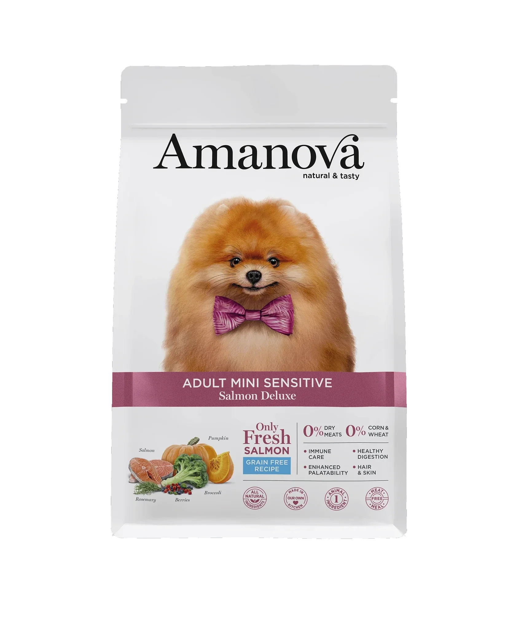 AMANOVA MINI SENSITIVE, SALMON DE LUXE, GRAANVRIJ, 2 KILO