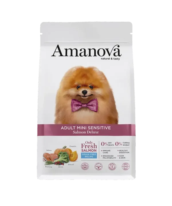 AMANOVA MINI SENSITIVE, SALMON DE LUXE, GRAANVRIJ, 2 KILO