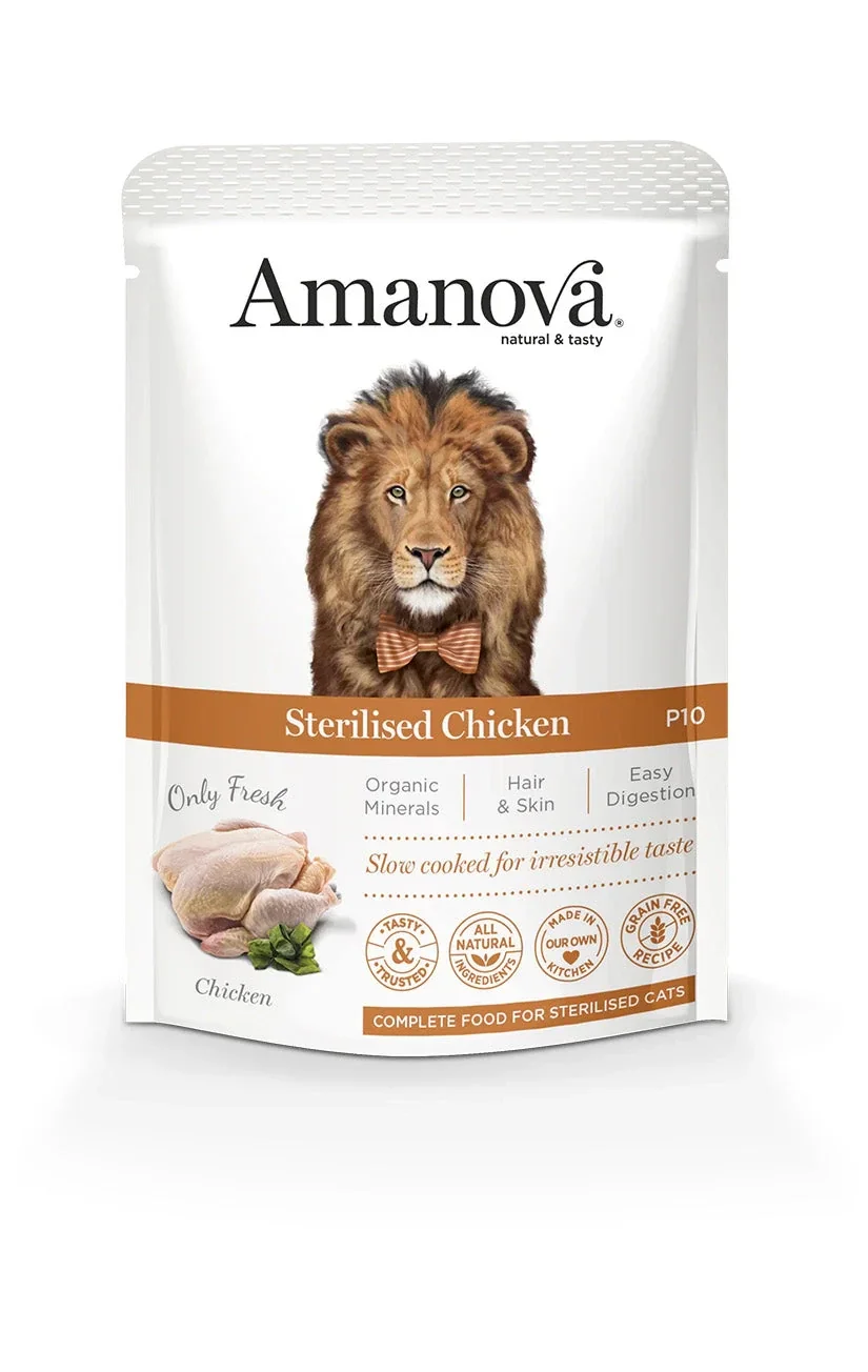 AMANOVA POUCH STERILISED, EXQUISITE CHICKEN, GRAANVRIJ, 85 GRAM