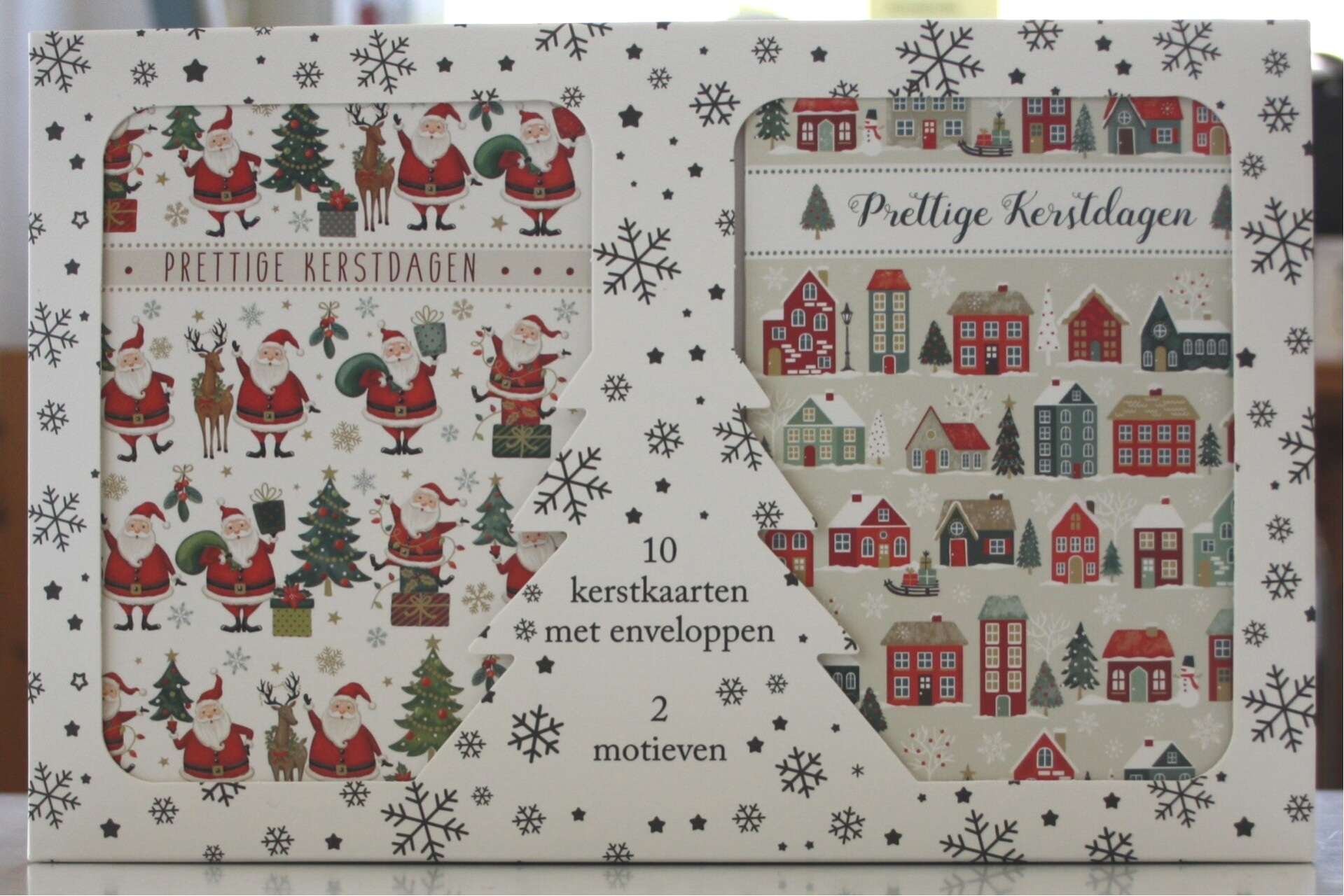 10 Kerstkaarten met enveloppen, 5 x 2 motieven