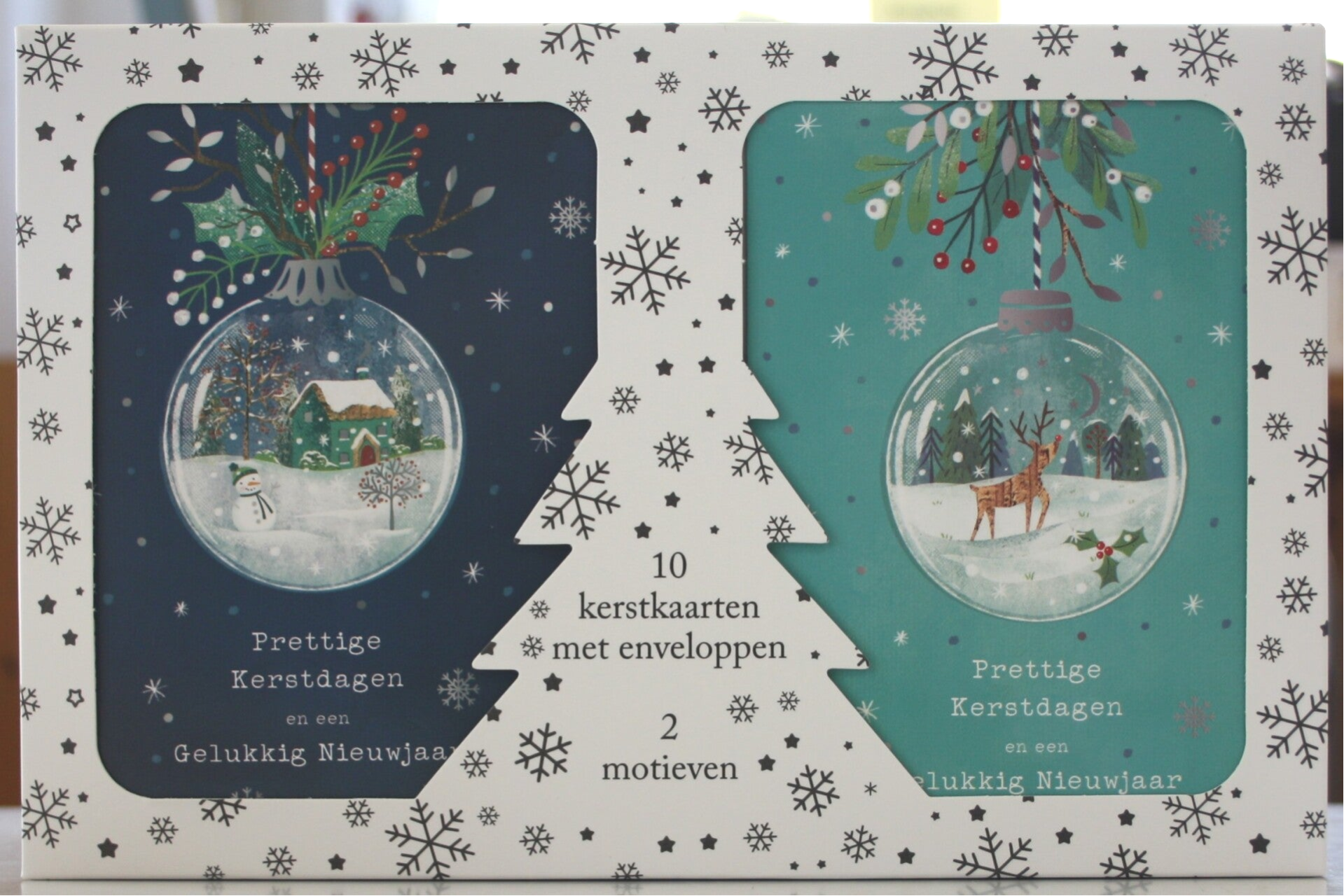 10 Kerst- en Nieuwjaarskaarten met enveloppen, 5 x 2 motieven