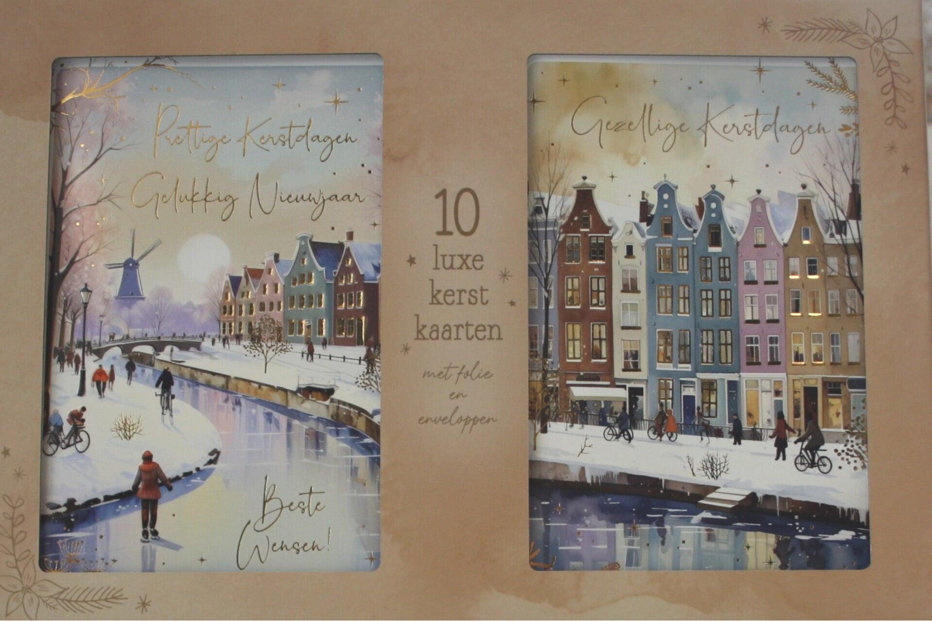 10 Luxe Kerst- en Nieuwjaarskaarten met enveloppen, 5 x 2 motieven