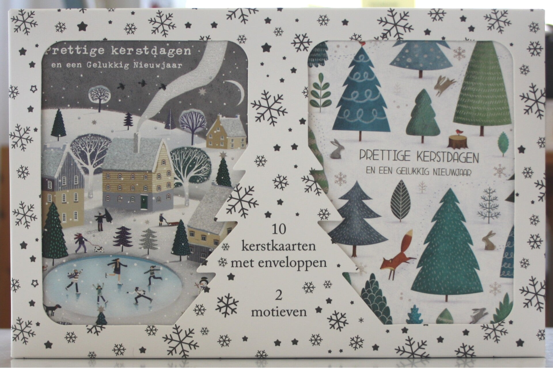 10 Kerst- en Nieuwjaarskaarten met enveloppen, 5 x 2 motieven