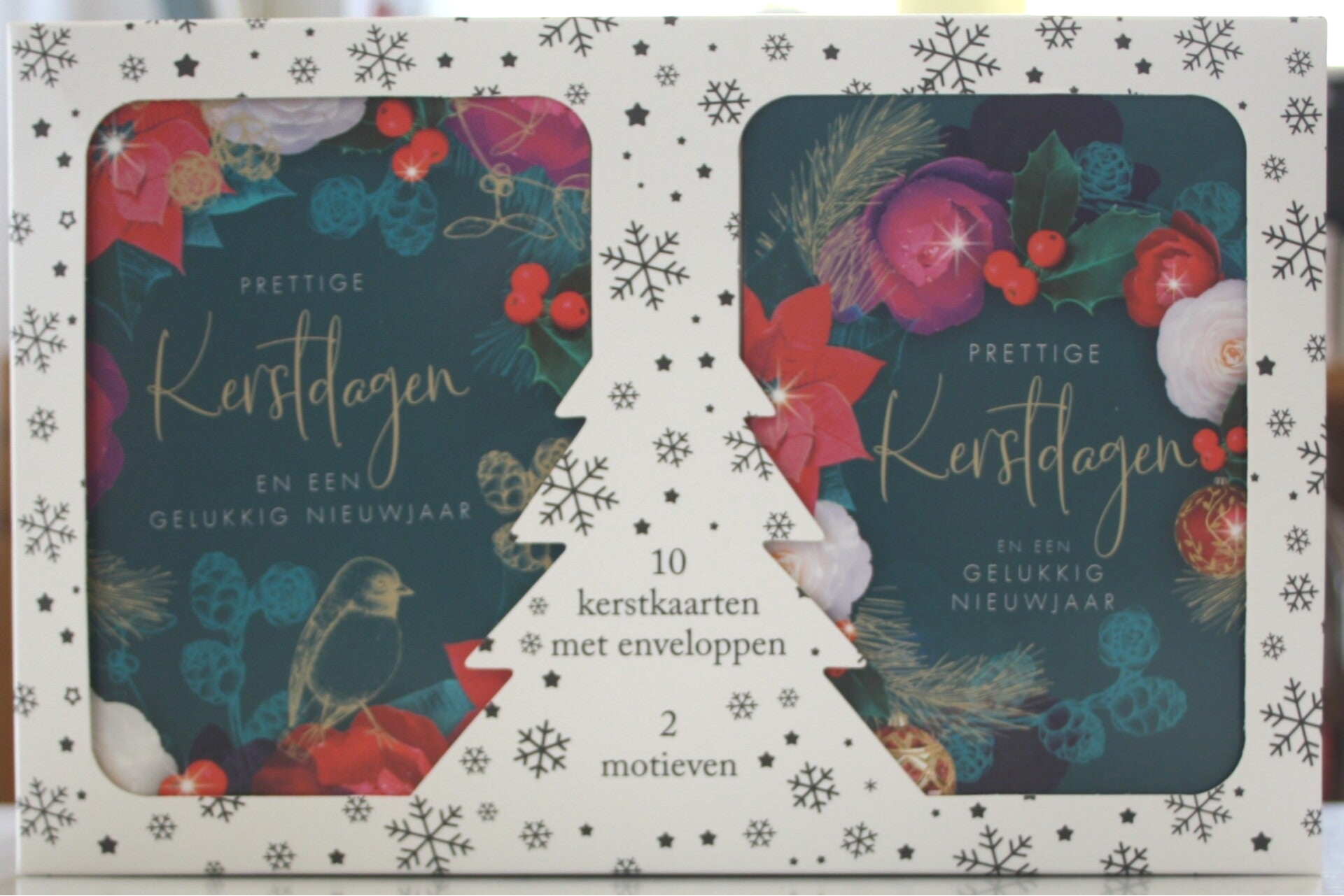 10 Kerst- en Nieuwjaarskaarten met enveloppen, 5 x 2 motieven