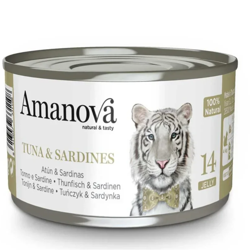 AMANOVA BLIK IN GELEI, TONIJN & SARDINES, 70 GRAM