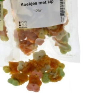 Koekjes met kip; 100 of 400 gram.