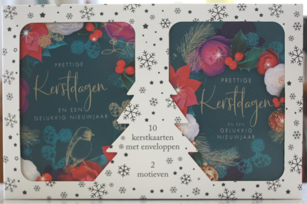 10 Kerst- en Nieuwjaarskaarten met enveloppen, 5 x 2 motieven