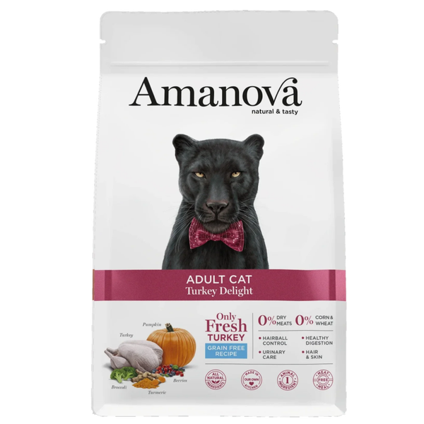 AMANOVA ADULT CAT, TURKEY DELIGHT, GRAANVRIJ, 1½ KILO; 1 of 2 zakken.