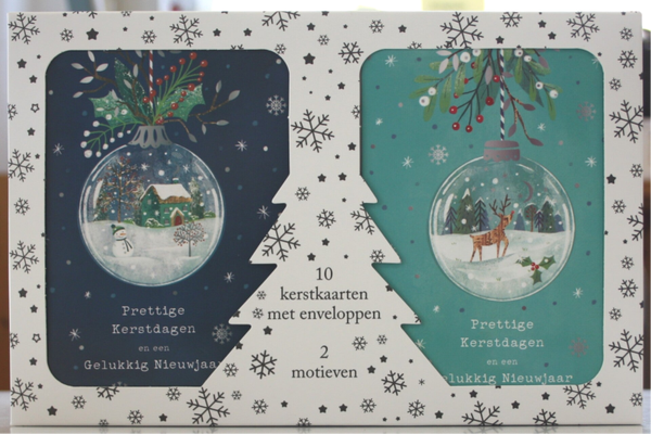 10 Kerst- en Nieuwjaarskaarten met enveloppen, 5 x 2 motieven