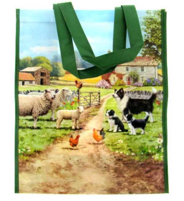 Tas van gerycycled materiaal, Schaap en Collie