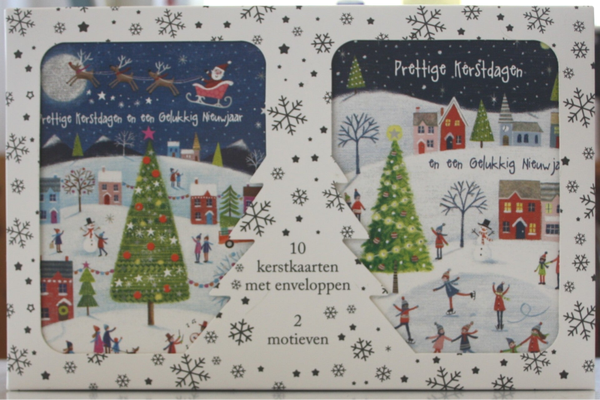 10 Kerst- en Nieuwjaarskaarten met enveloppen, 5 x 2 motieven