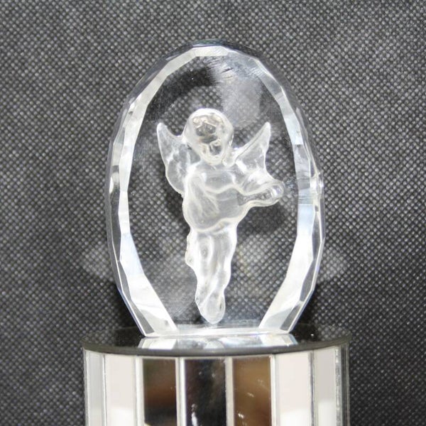 PLATEAU MET ENGEL  6 X 8 CM, kristal