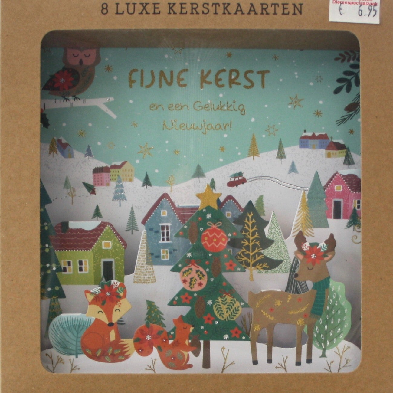 8 Luxe Pop-up Kerst- en Nieuwjaarskaarten met enveloppen, in 2 motieven