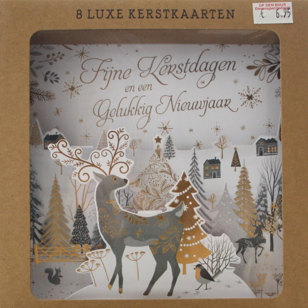 8 Luxe Pop-up Kerst- en Nieuwjaarskaarten met enveloppen, in 2 motieven