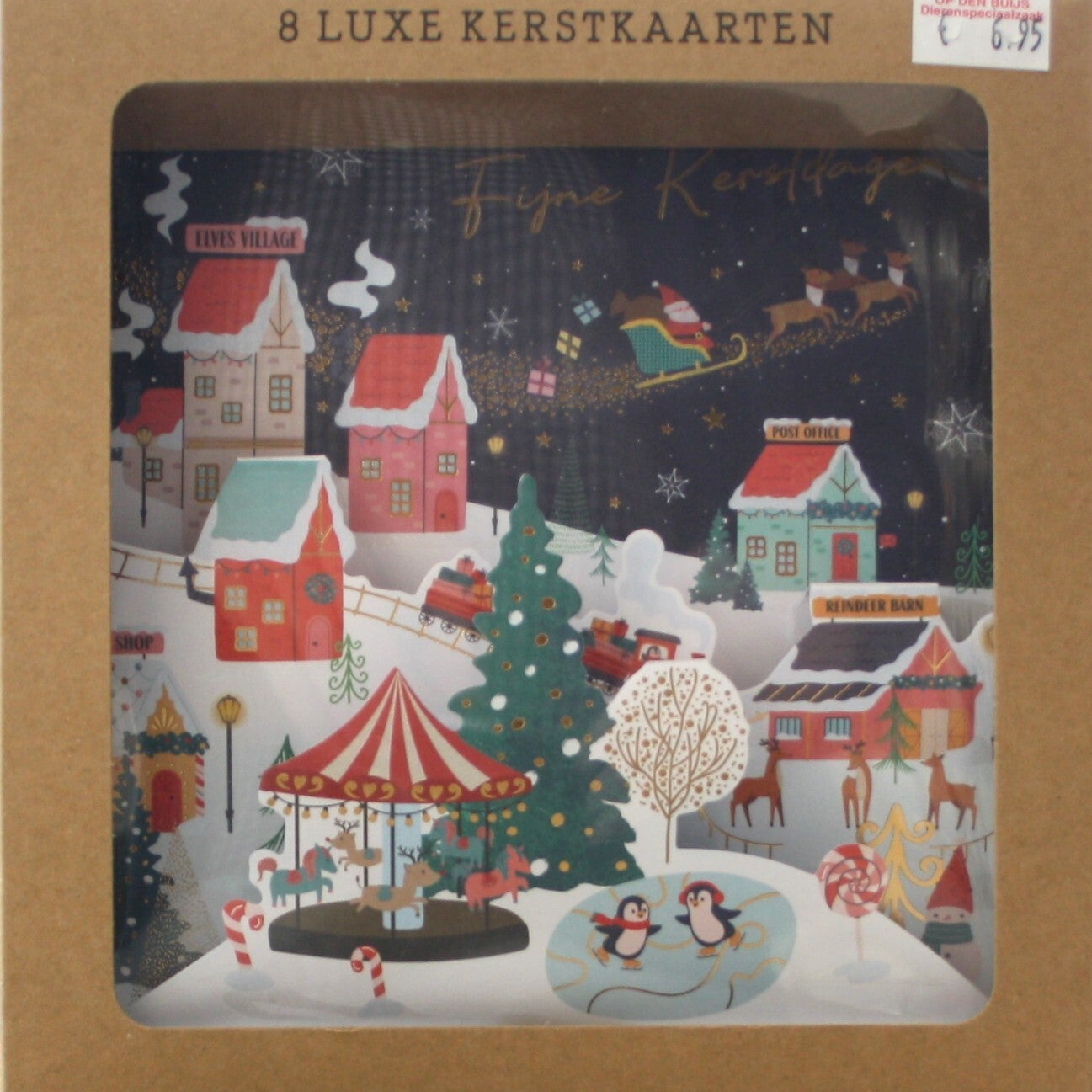 8 Luxe Pop-up Kerst- en Nieuwjaarskaarten met enveloppen, in 2 motieven