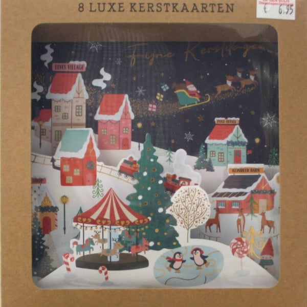 8 Luxe Pop-up Kerst- en Nieuwjaarskaarten met enveloppen, in 2 motieven