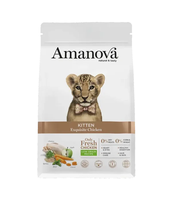 AMANOVA KITTEN, EXQUISITE CHICKEN, LOW GRAIN, HYPOALLERGEEN, 1½ KILO