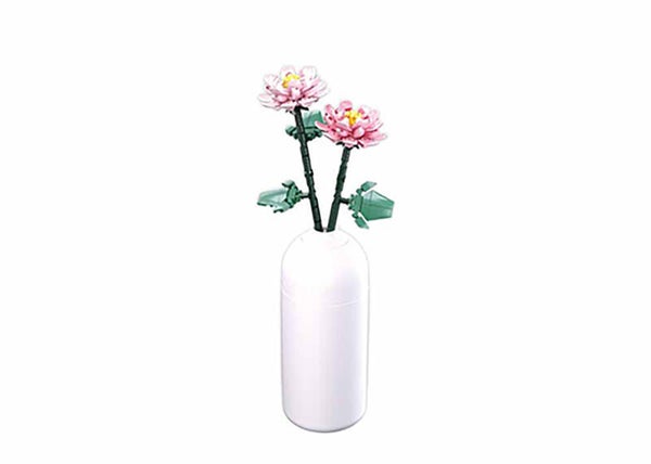 B1101-05 Pioenroos (2 bloemen) met vaas