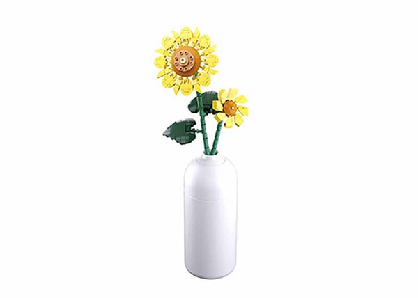 B1101-10 Zonnebloem met vaas