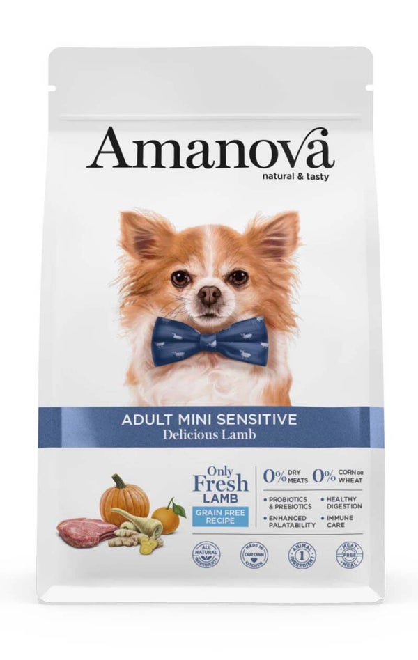 AMANOVA MINI SENSITIVE DELICIOUS LAMB, GRAANVRIJ, HYPOALLERGEEN, 2 KILO