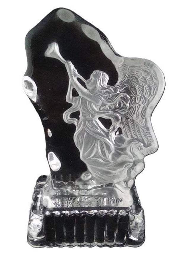 ROTS ENGEL MET FLUIT OP VOET  6 X 10 CM, kristal