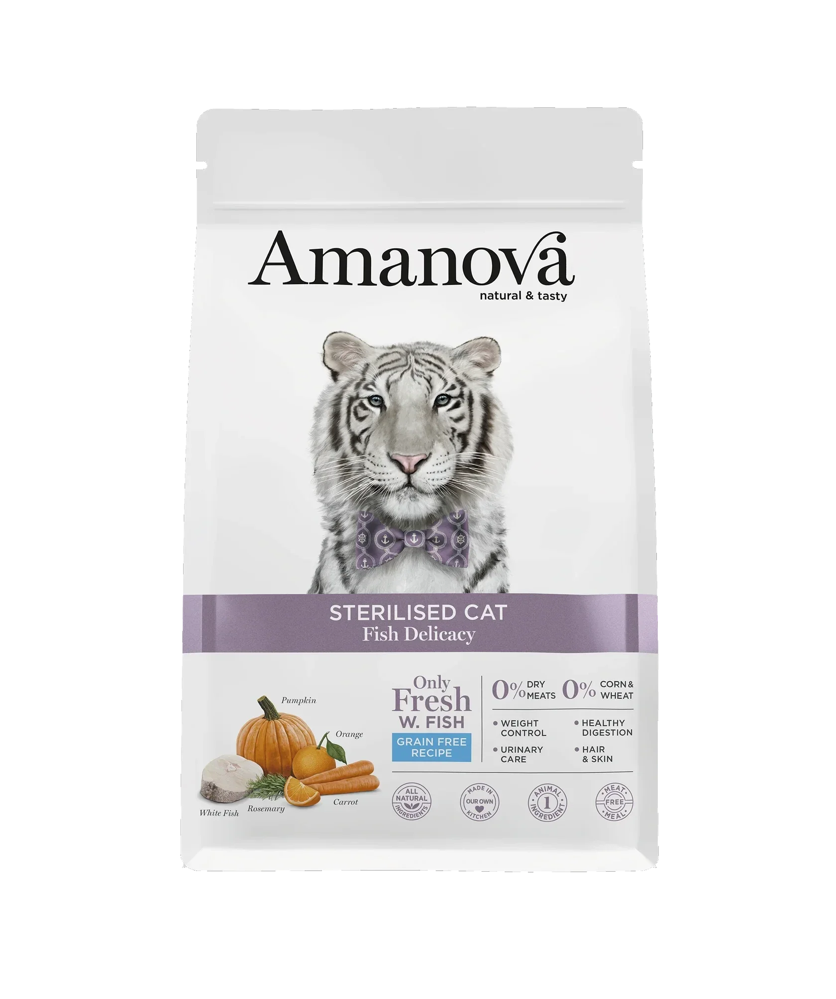 AMANOVA STERILISED CAT, FISH DELICACY, GRAANVRIJ, 1½ KILO