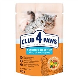 CLUB 4 PAWS PREMIUM ADULT SENSITIVE DIGESTION POUCH KIP IN SAUS, 80 GRAM