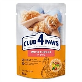 CLUB 4 PAWS PREMIUM ADULT POUCH KALKOEN IN SAUS, 85 GRAM