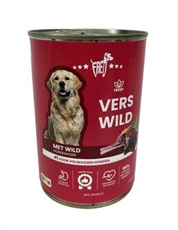 FREDS BLIK VERS WILD 400 GRAM, 65% vleesproducten.