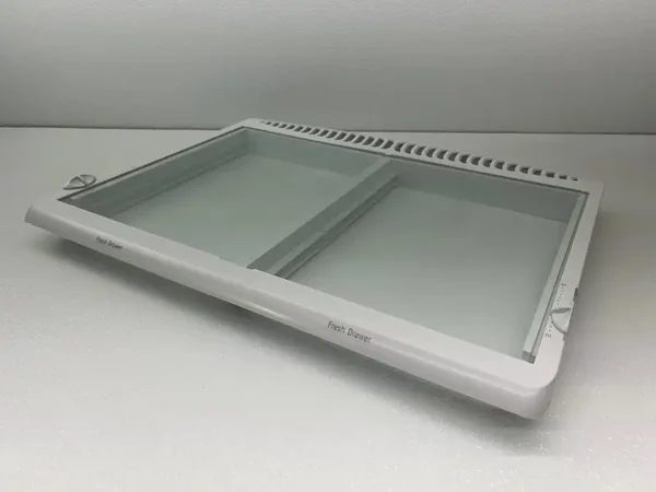 USED OEM Frigidaire Refrigerator Crisper Drawer Cover Frame & Glass Insert Assembly – 240364787 / 240350608