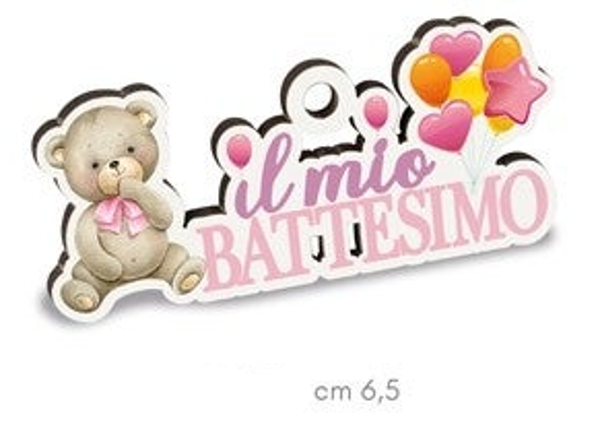 10 APPLICAZIONI IN LEGNO BATTESIMO ROSA