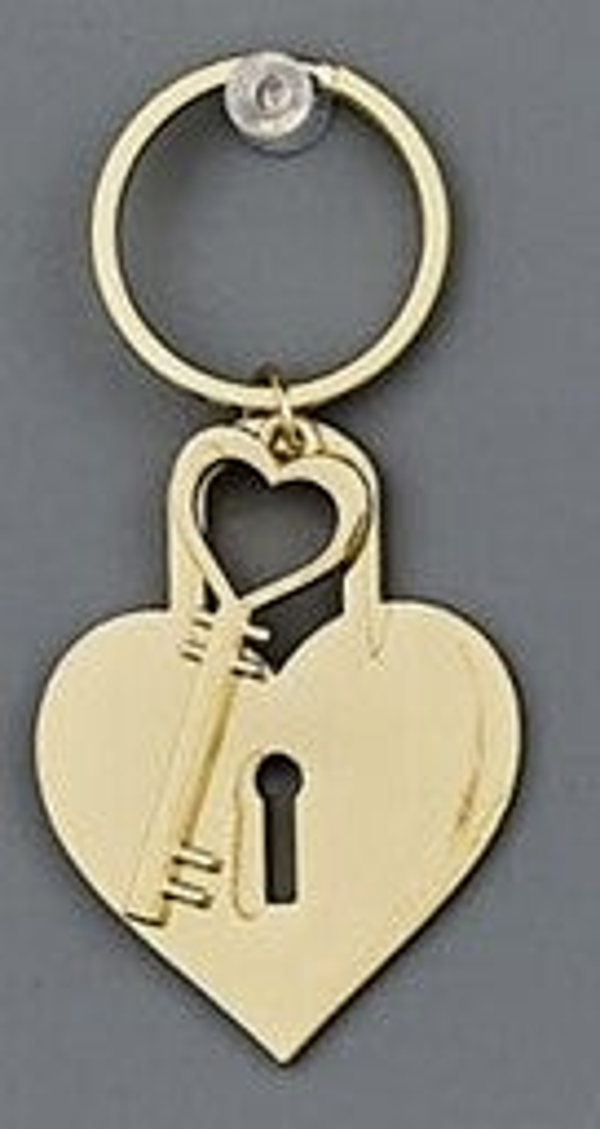 PORTACHIAVI IN ACCIAIO CUORE E CHIAVE GOLD