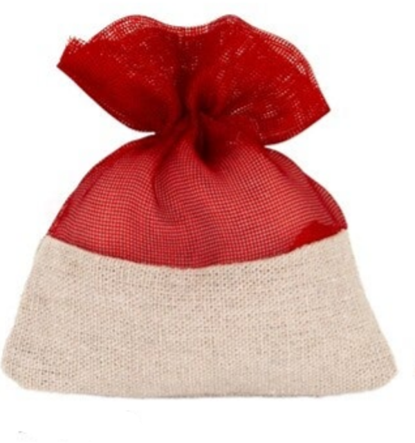 12 SACCHETTI COTONE E TULLE ROSSO + NASTRO DOPPIORASO ABBINATO
