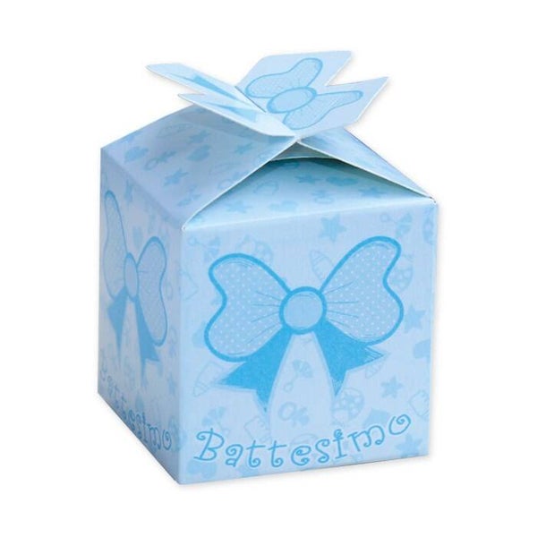 10 SCATOLINE BATTESIMO FIOCCO AZZURRO