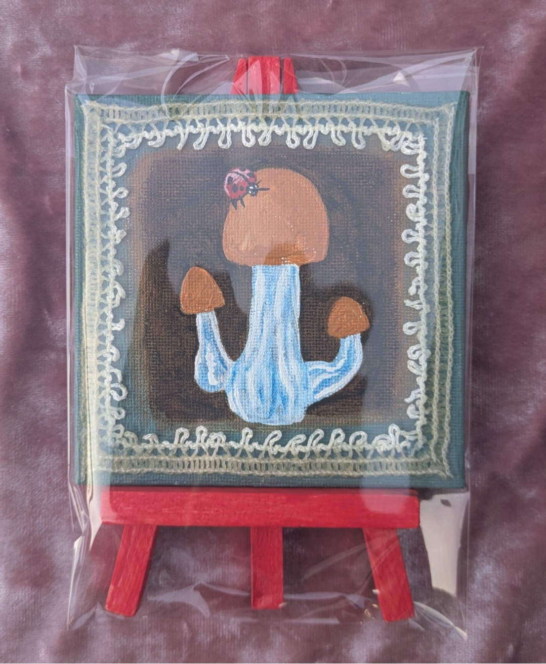 Lady Bug Visits Mushrooms