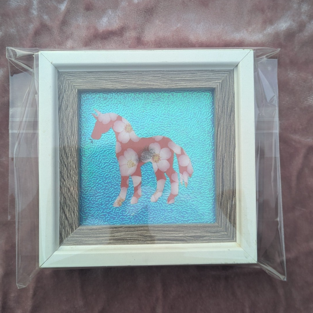 Framed PinkFlower Horse
