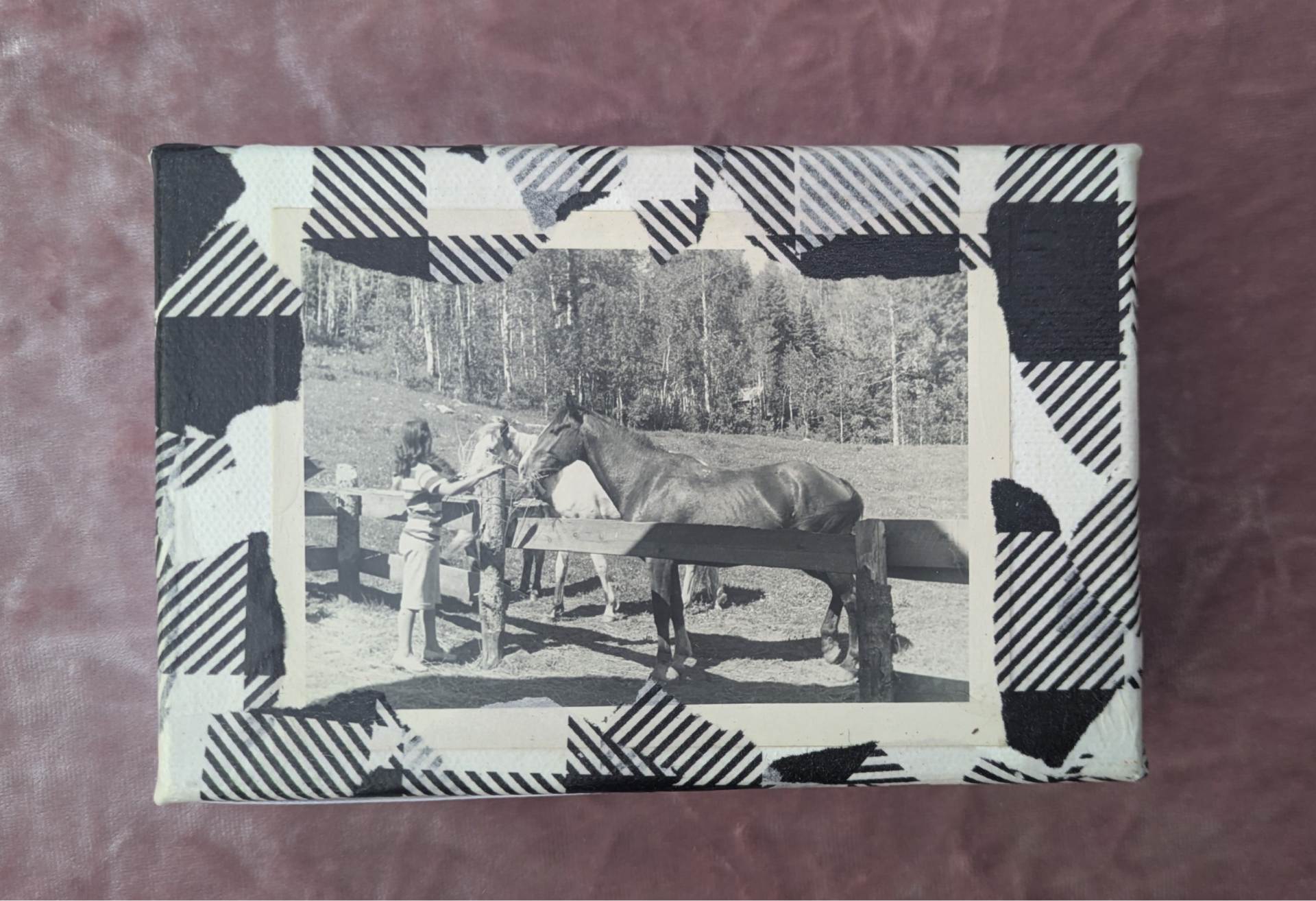 Antique Collage Woman with Horses