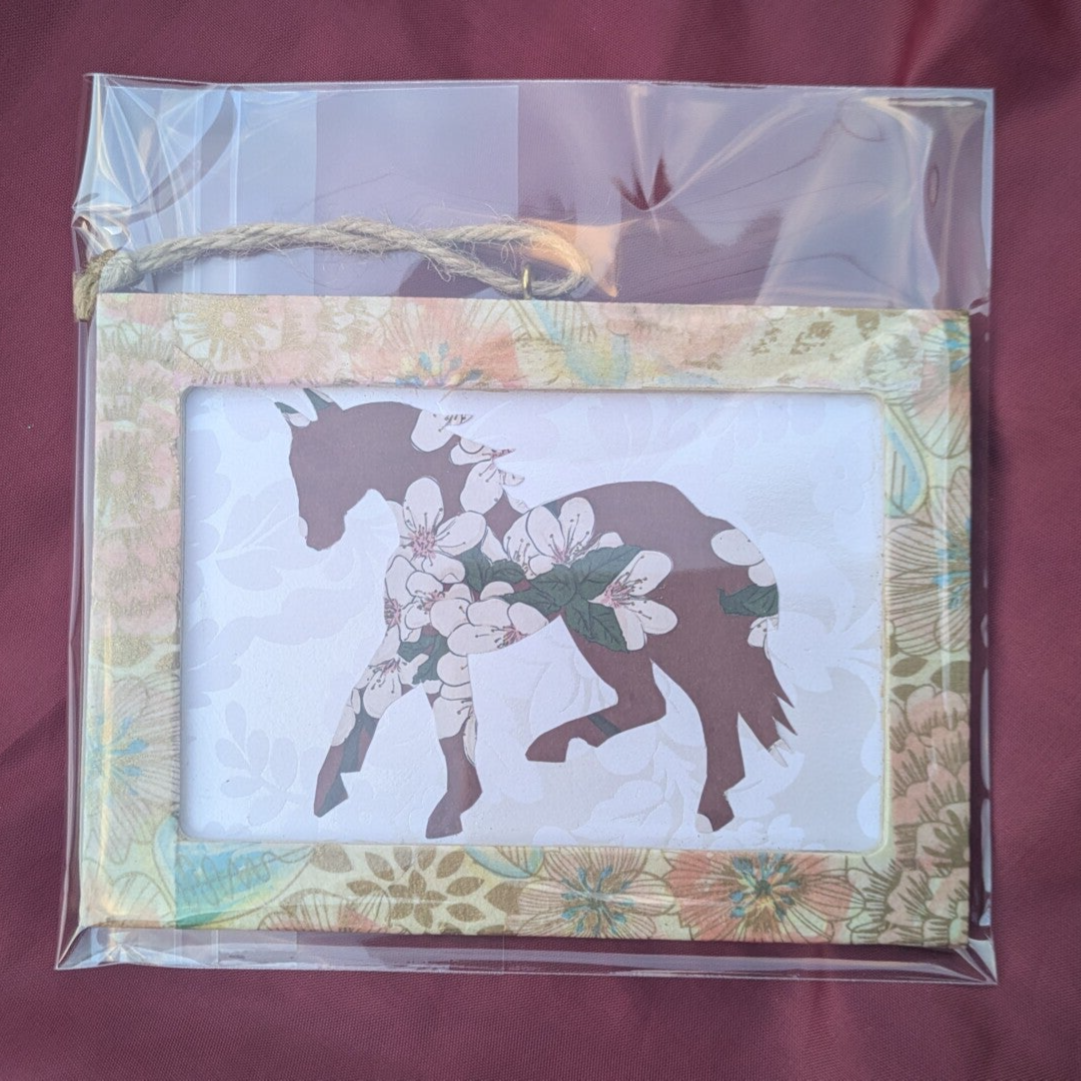 Maroon Floral Horse Collage