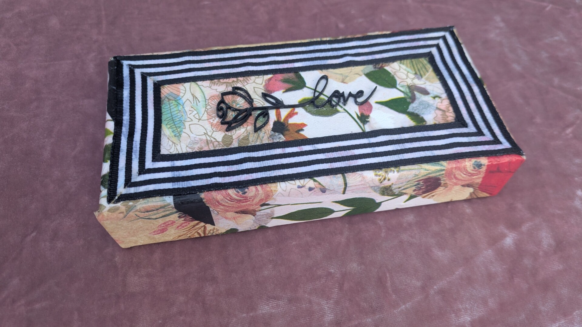 Love Rose Mixed Media with Stripes