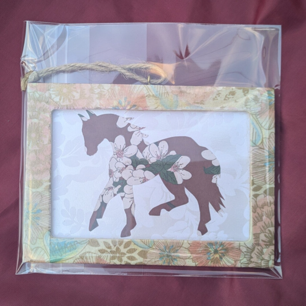 Maroon Floral Horse Collage