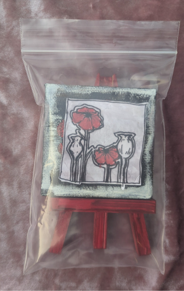 Red, White, and Black Flowers