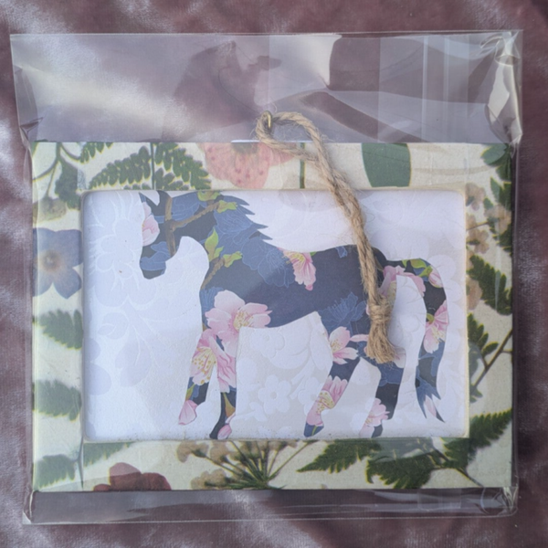 Hanging Blue Flower Horse Collage