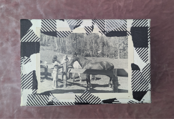 Antique Collage Woman with Horses