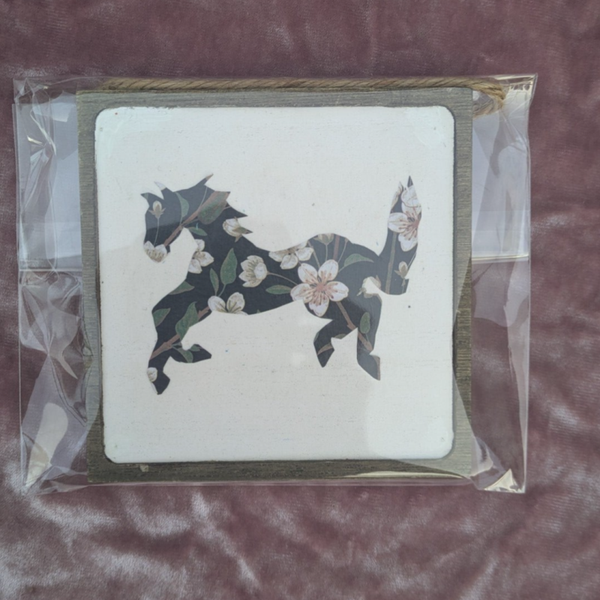 Black Flower Horse Silhouette