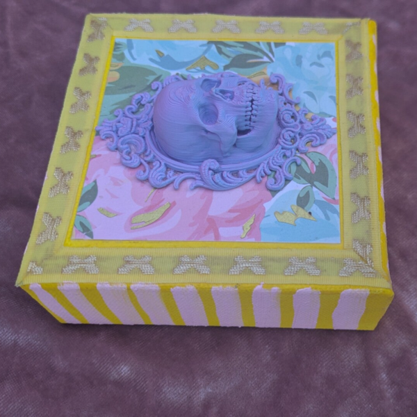 Pink and Purple Mounted Skull