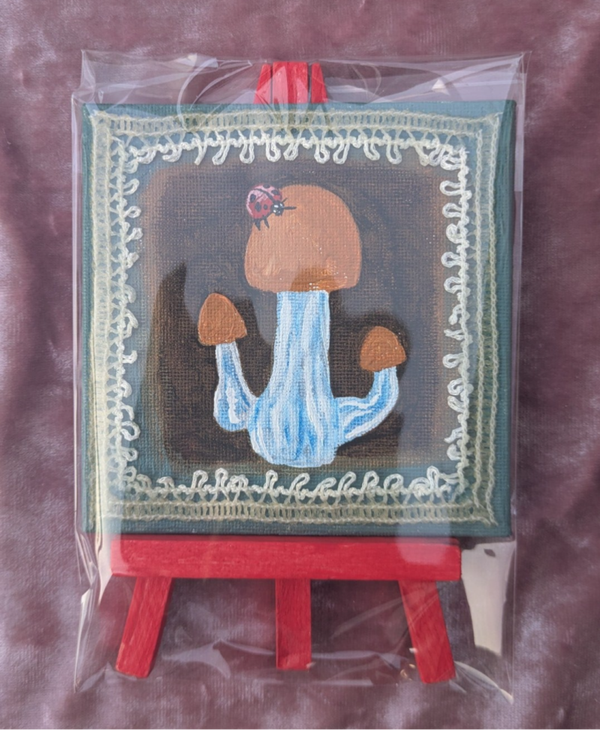 Lady Bug Visits Mushrooms