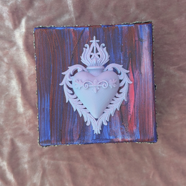 Mounted Decorated Pink Purple Heart