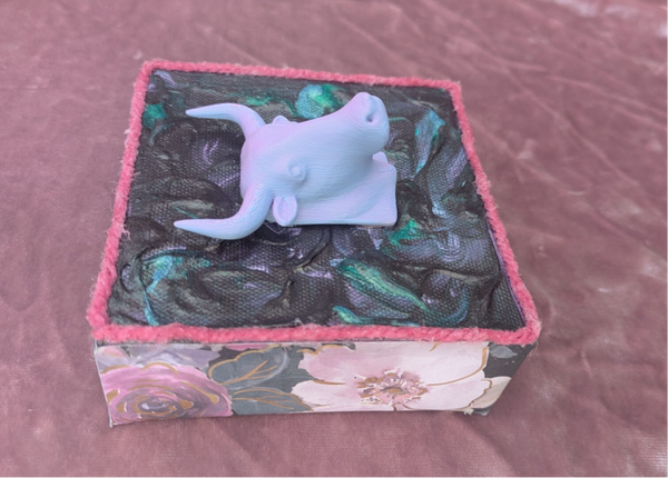 Mounted Pink and Purple Bull