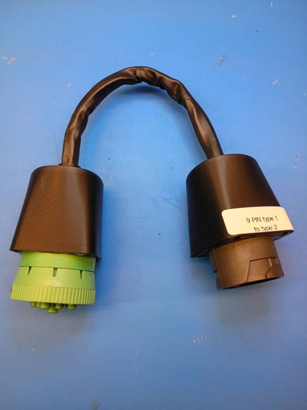 Type 1 to type 2 Deutsch connector conversion cable.