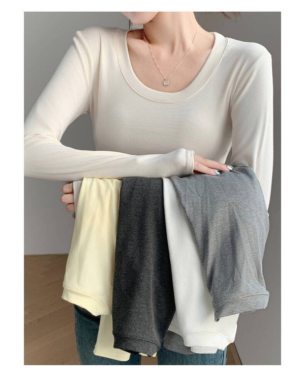 Rundhals-Bottoming-Shirt für Damen, 2 Stück